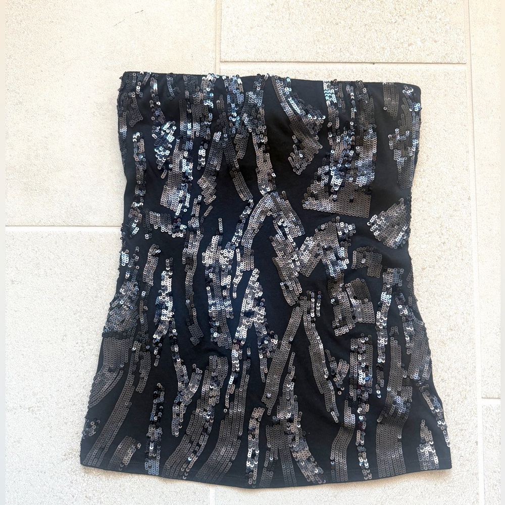 Express Black Sequin Tube Top
